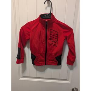 Toddler Nike Jacket Red/Black Polyester with Fleece Lining, Size 3T